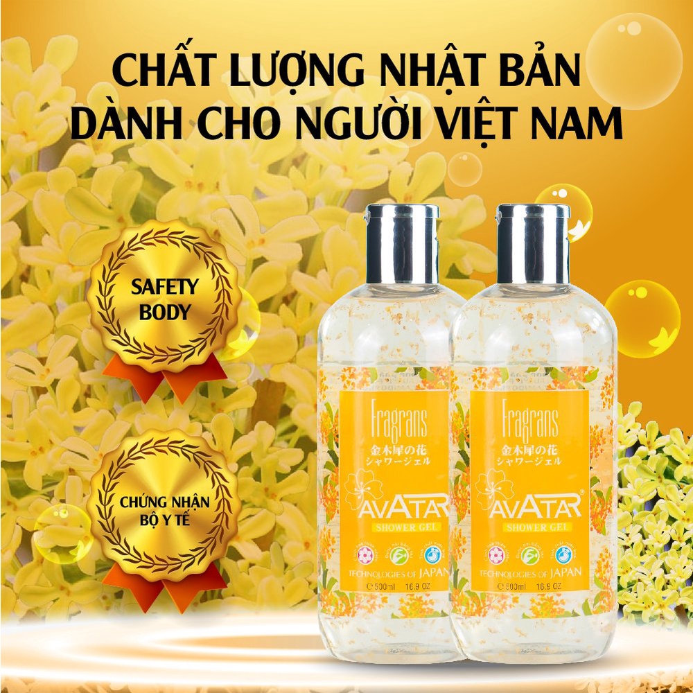 Sữa tắm nước hoa Nhật Bản cánh hoa Mộc Quế AVATAR  hương thơm quyến rũ 500ml