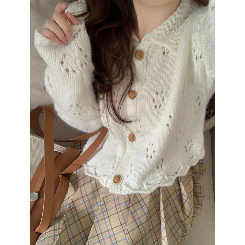 Áo Len Tay Dài Dáng Rộng Thiết Kế Đục Lỗ Thời Trang Hàn Quốc