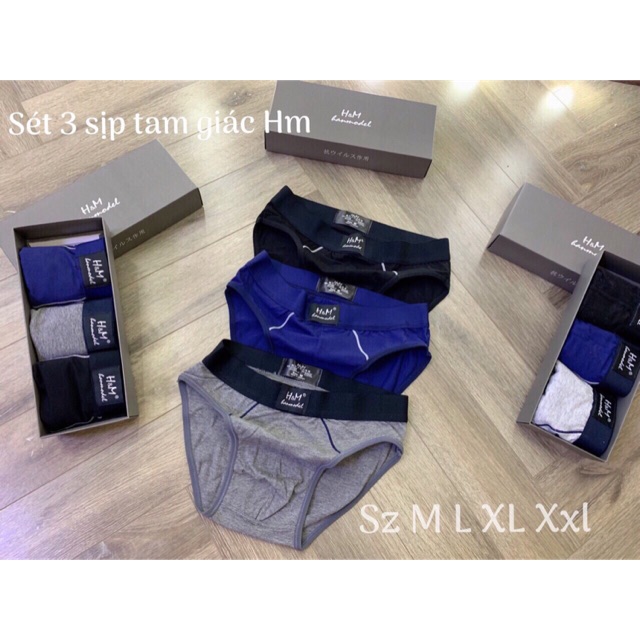 Hộp 3 quần sịp Hm Thuỵ ĐIỂN CAO CẤP loại chéo