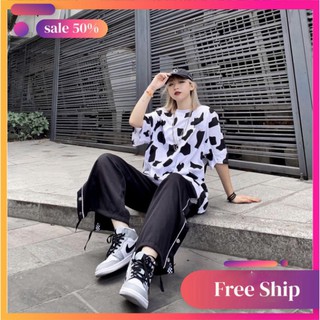 Áo thun bò sữa tay lỡ form rộng Unisex, áo phông bò sữa tay lỡ unisex A244