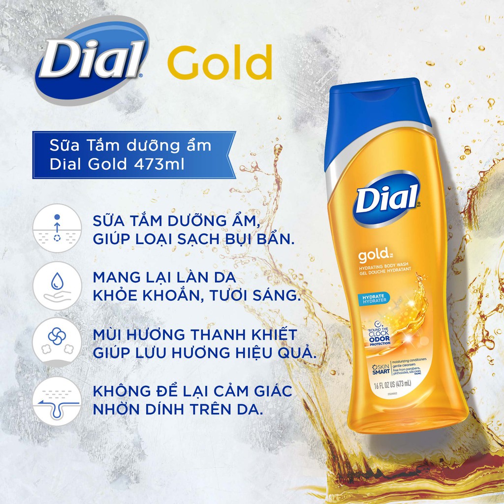 Sữa tắm dưỡng ẩm Dial Gold 473ml (16oz)