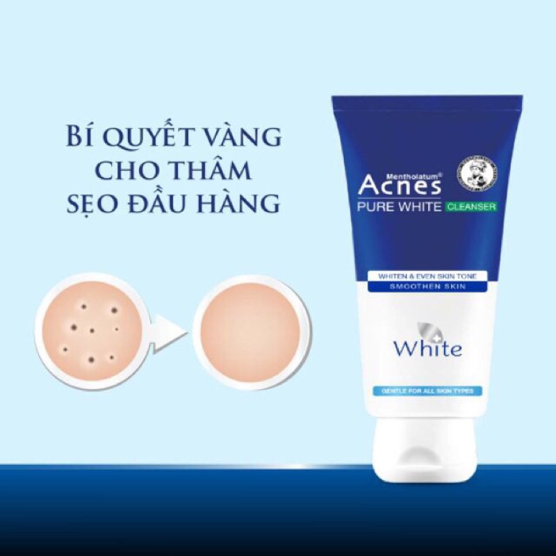 Kem rửa mặt dưỡng trắng da Acnes Pure white cleanser 25g - 50g - 100g