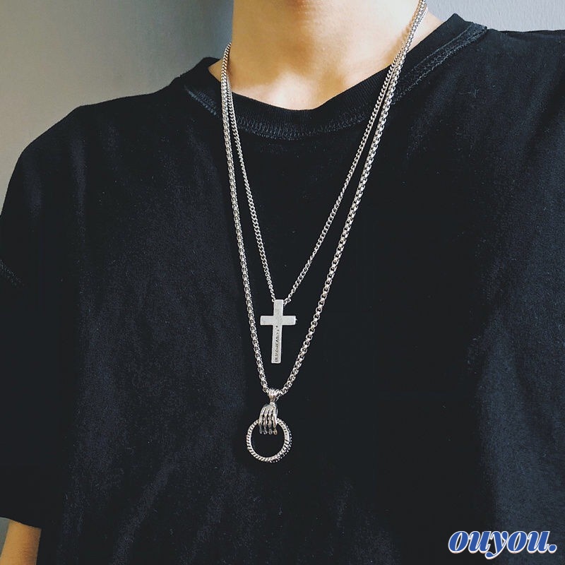 Dây Chuyền Thánh Giá Titan 2 Lớp - Phong Cách Cá Tính Cho Nam &amp; Nữ OUYOU