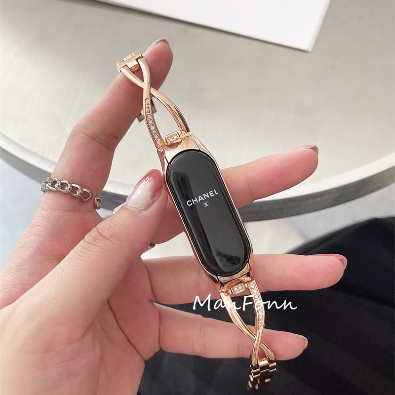 Dây đeo bằng kim loại lấp lánh phong cách thời trang cho Xiaomi Mi Band 6 5 4 3