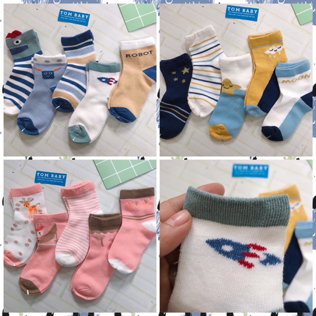 Set 5 đôi tất len cao cổ cho bé