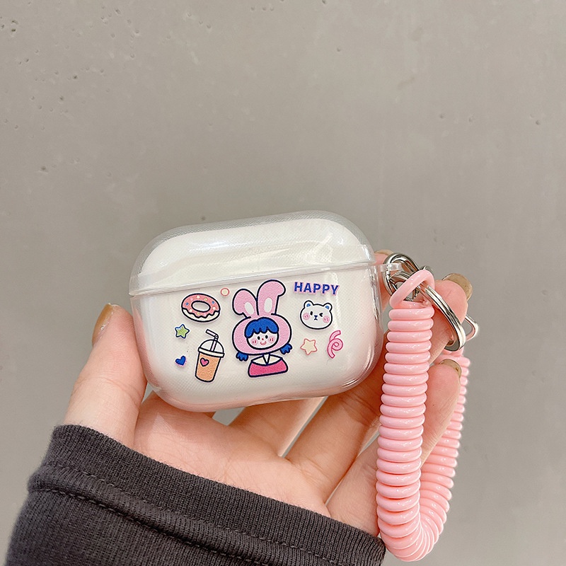 Vỏ Bảo Vệ Hộp Sạc Tai Nghe airpods 1 2 Pro 3rd Generation Pro 1/2 Trong Suốt Chống Sốc Họa Tiết Hoạt Hình Kèm Dây Đeo Kiểu Nhật Hàn