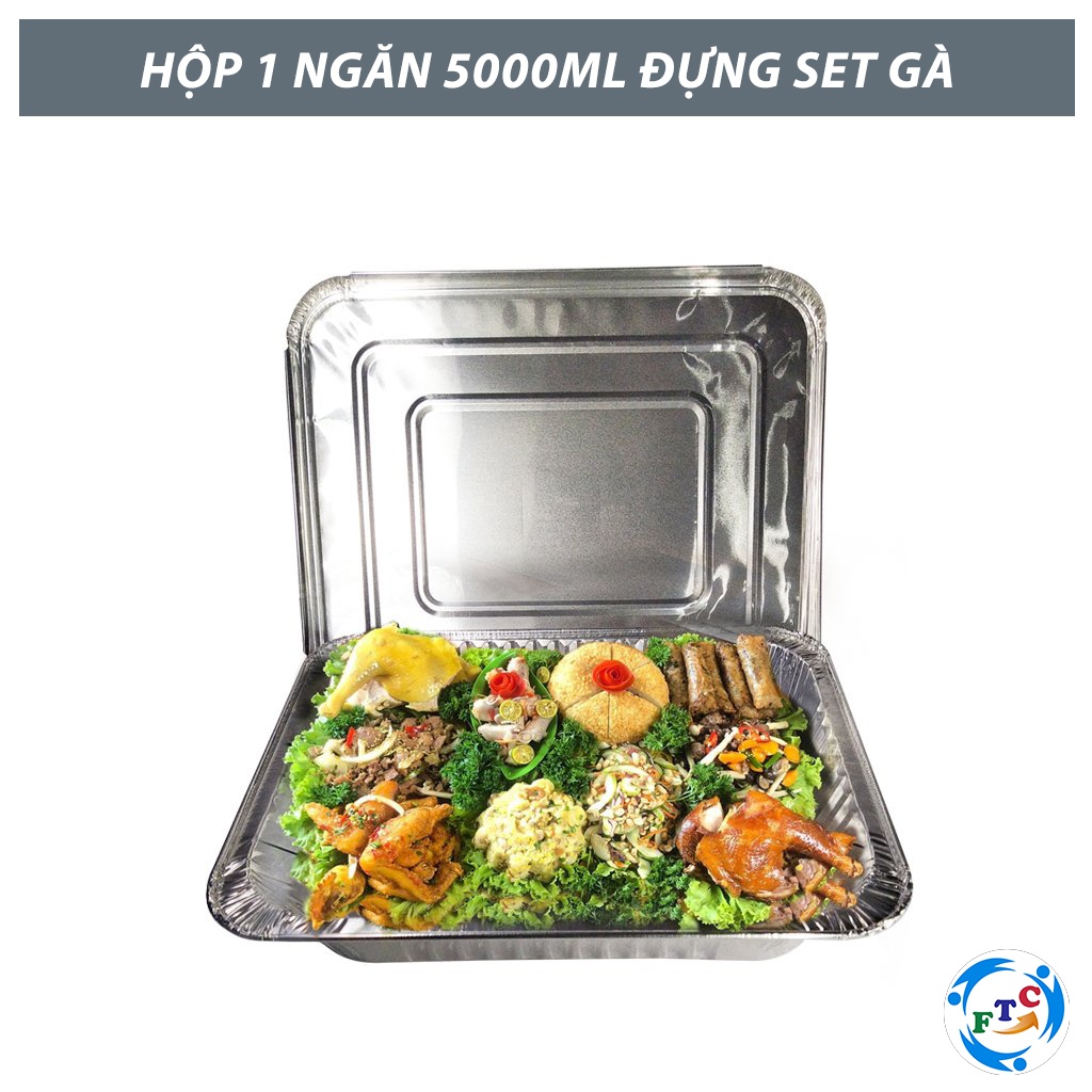 Set 10 Khay nhôm cỡ lớn 1 ngăn 5000ml   Cao Cấp, Đựng Thực Phẩm Dùng 1