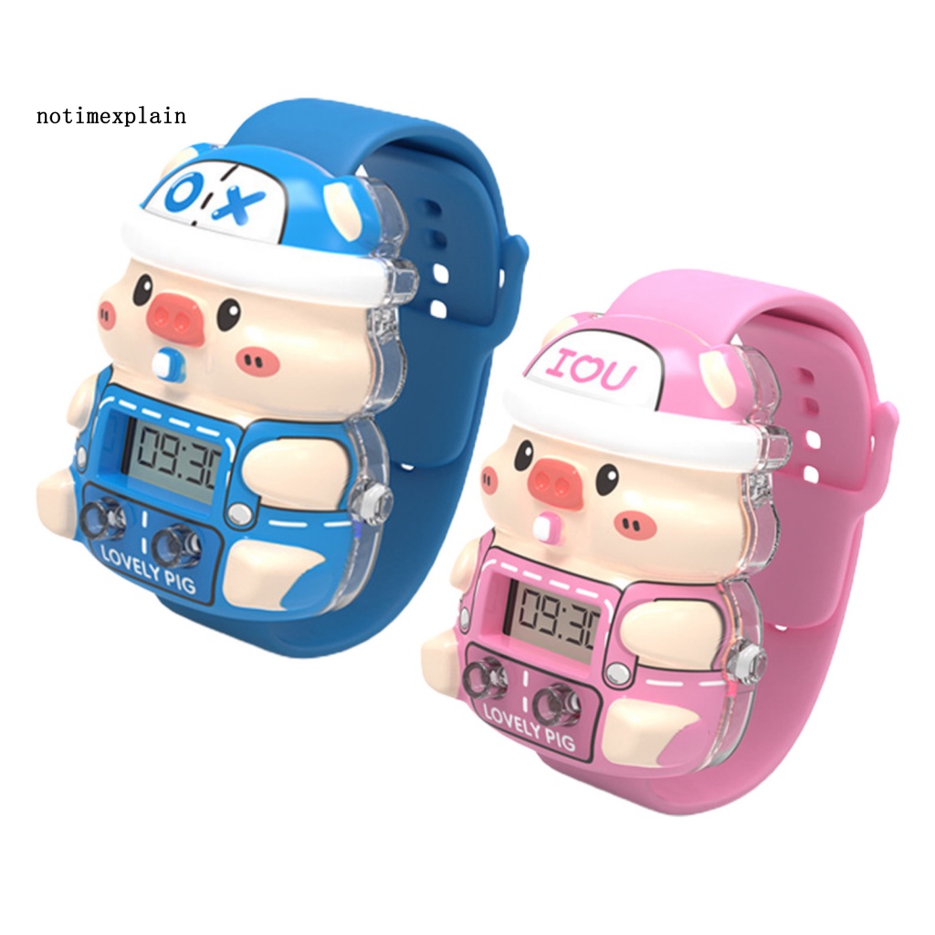 Đồng Hồ Đeo Tay Hình Heo Hoạt Hình Phát Sáng Đồ Chơi Giáo Dục Sớm Dành Cho Trẻ