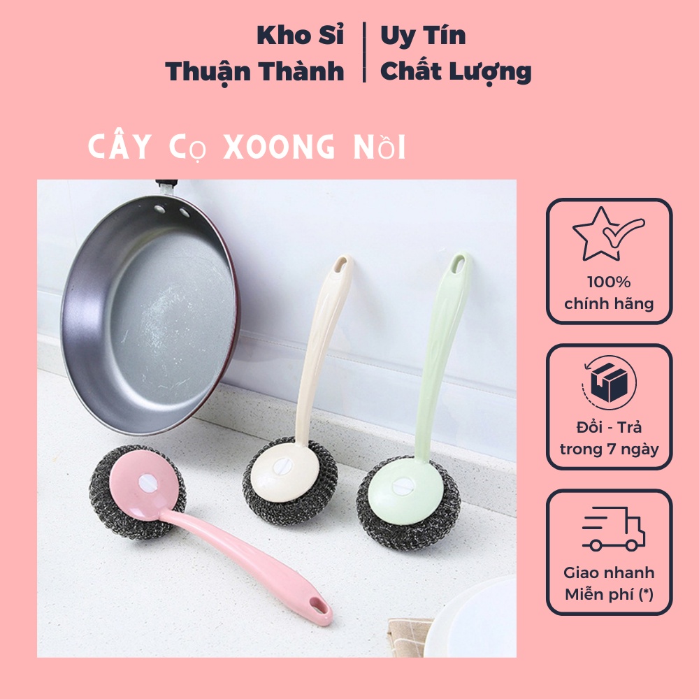 Cây cọ xoong nồi búi sắt có tay cầm dài M0200 (KHOSKOSI)