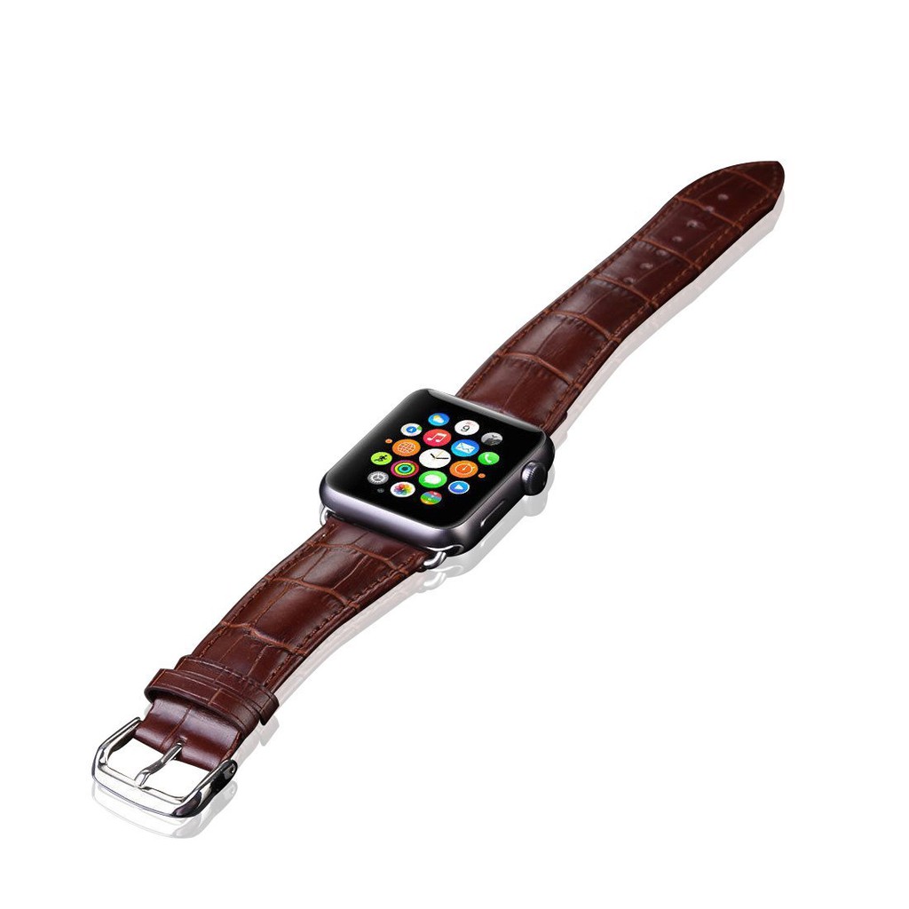 Dây Đeo Da Họa Tiết Da Cá Sấu Cho Đồng Hồ Thông Minh Apple Watch 38 / 40mm 42 / 44mm Kích Thước 6 / 5 / 4 / 3 / 2 / 1