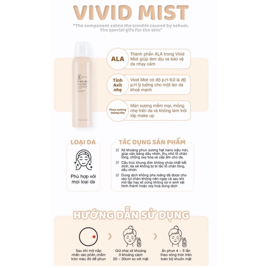 XỊT KHOÁNG PHUN SƯƠNG VIVID MIST BE'BALANCE