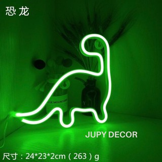 [PIN + USB] 🎁 tặng kèm pin Đèn Neon Con Khủng Long trang trí treo tường phòng ngủ siêu dễ thương