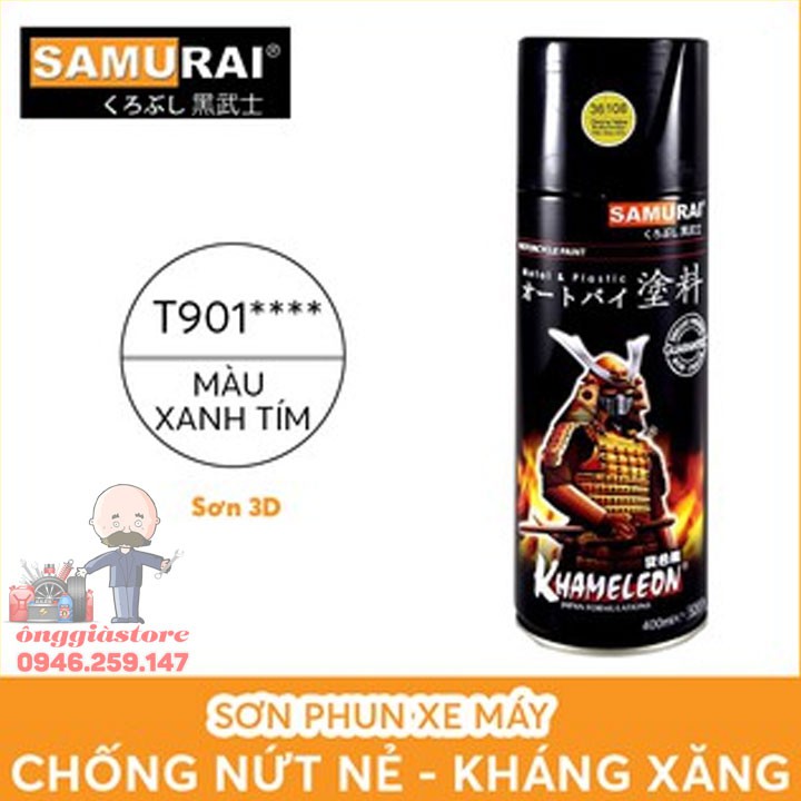 SƠN SAMURAI TITAN 3D XANH TÍM T901 [NỀN ĐEN 109A ĐỂ LÊN MÀU] PT311