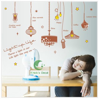 Decal dán tường dây đèn thả