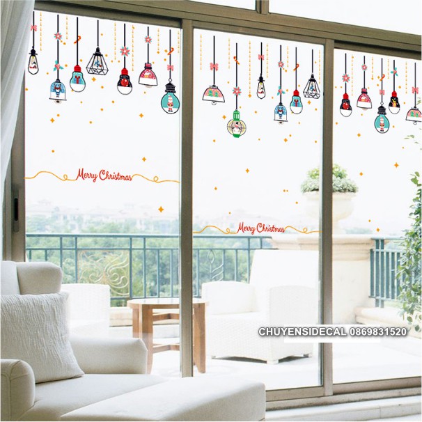 Decal trang trí tường - Bóng Đèn Dây nhỏ ngũ sắc