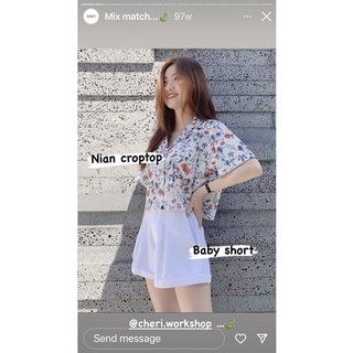 Áo sơmi croptop hoa
