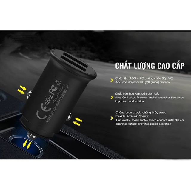 ⚡️HÀNG CHÍNH HÃNG⚡️Tẩu Sạc Cho Xe Hơi, xe SH 2 Cổng USB REMAX RCC219 2.4A