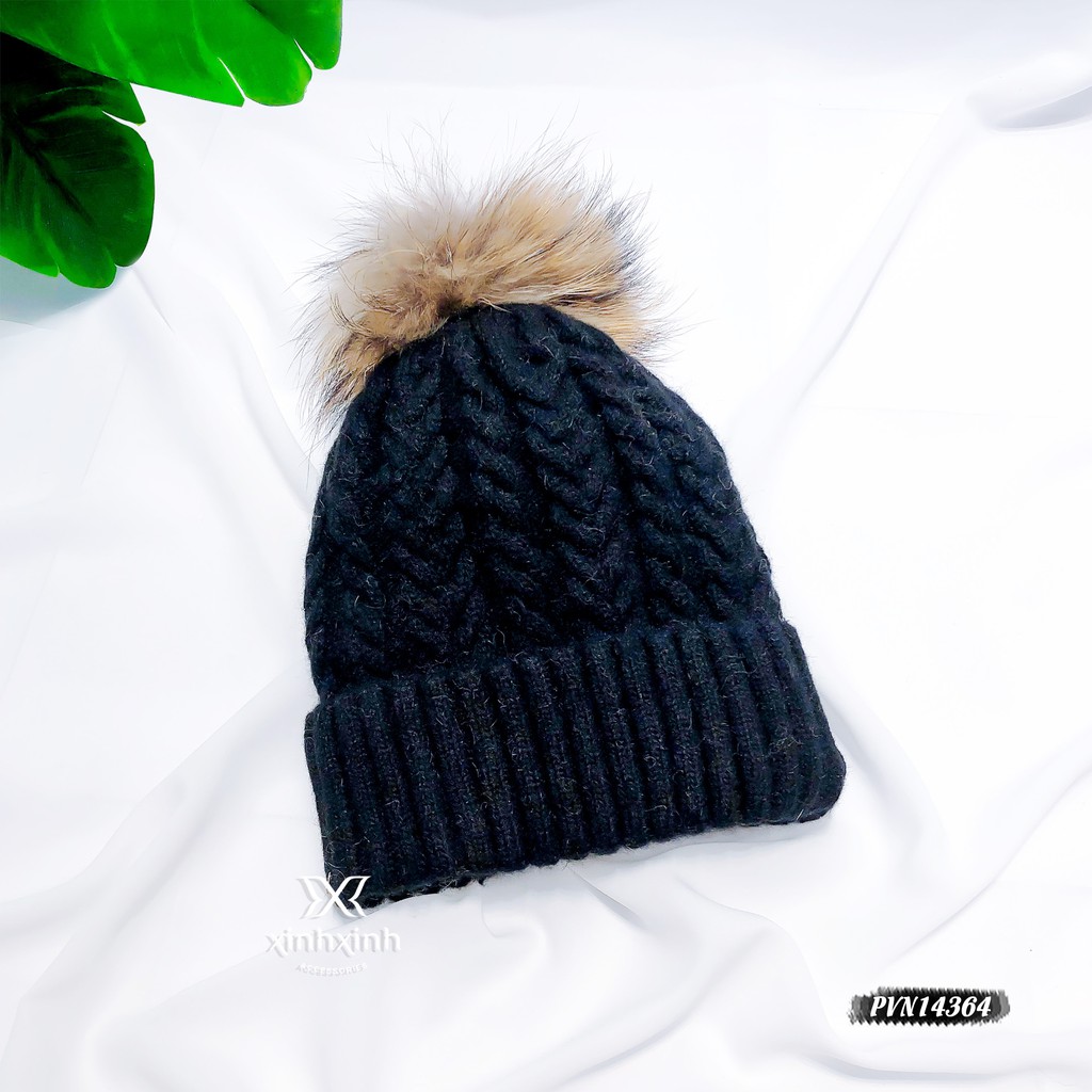 Mũ len quả bông, nón len bện thừng cao cấp - Xinh Xinh Accessories