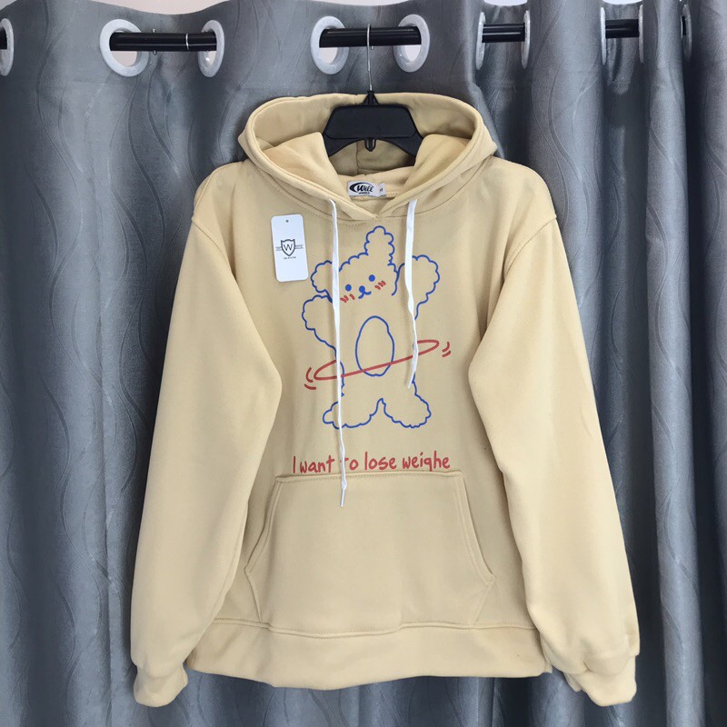 ÁO HOODIE MÀU BE LẮC VÒNG ẢNH THẬT