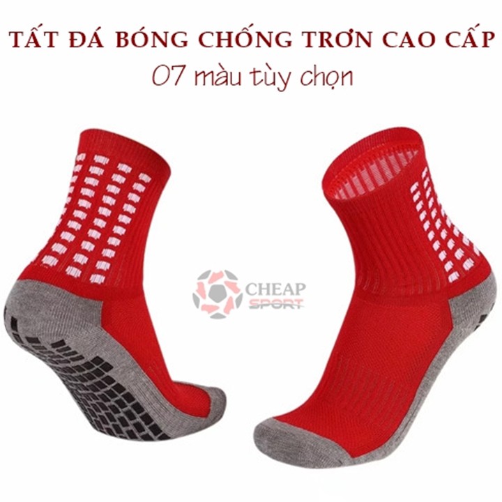 Tất Vớ Đá Bóng Chống Trơn Cổ Lửng Co Giãn Thoáng Khí (Tặng Băng Đeo Cổ Tay Thấm Mồ Hôi)