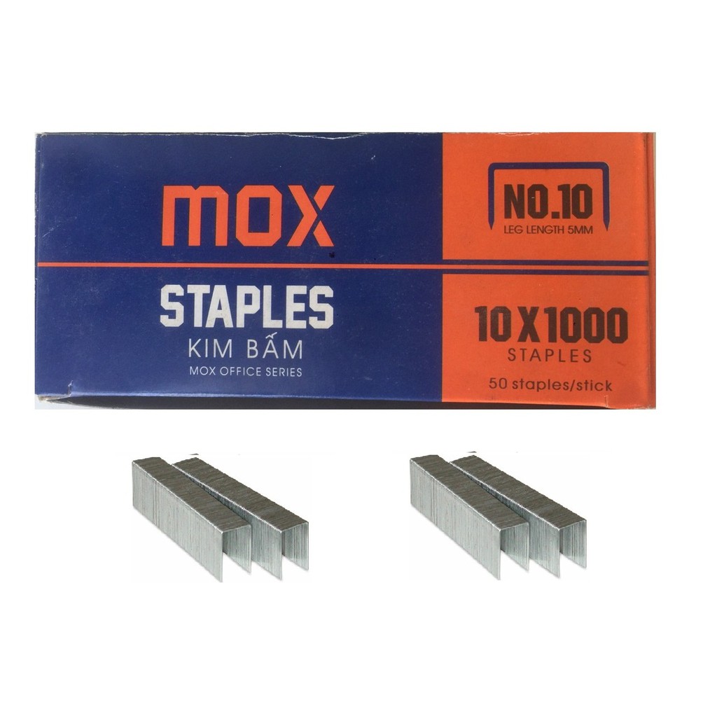 10 hộp Đinh ghim Số 10 MOX - kim U bấm giấy dùng trong văn phòng - No.10