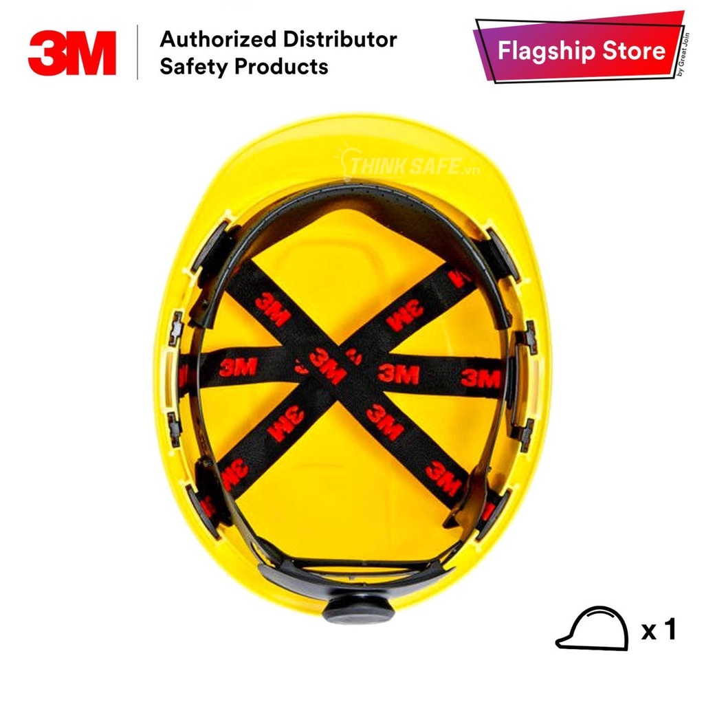 Mũ bảo hộ 3M H701R, nhựa HDPE siêu cứng, khóa vặn, dây nón co giãn, lồng nón 4 chấu điều chỉnh được độ cao - Thinksafe