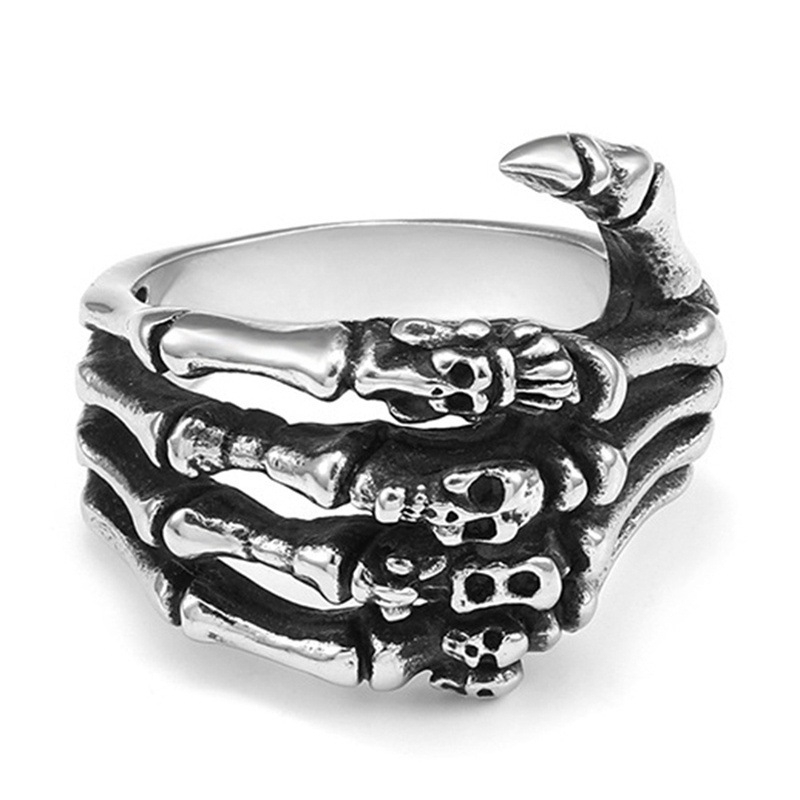 Nhẫn hợp kim họa tiết bàn tay xương phong cách Gothic cá tính
