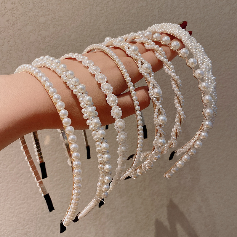 Băng đô cài tóc đính ngọc trai dễ thương phong cách Hàn Quốc