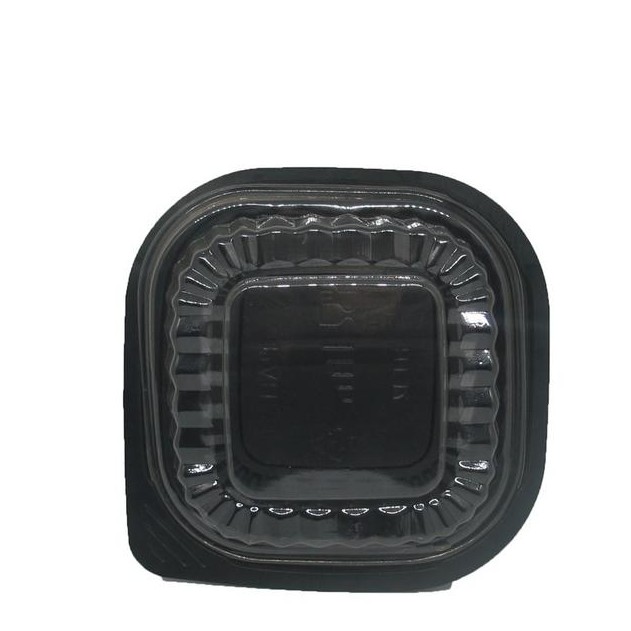 Set 100 Hộp nhựa vuông đế đen HT12 đựng xôi, bông lan trứng muối, bánh mì bơ tỏi phô mai Hàn Quốc - Nhotimshop