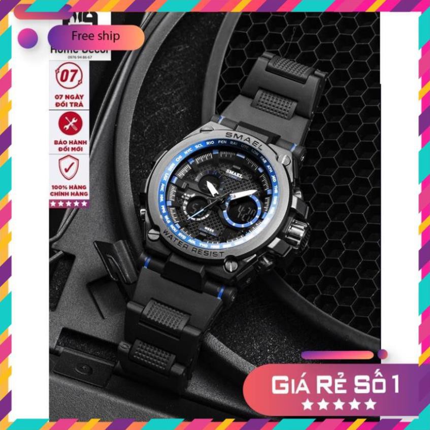 Đồng hồ nam SMAEL điện tử kết hơp màn hình cơ thể thao chính hãng đa chức năng siêu bền chống nước,c