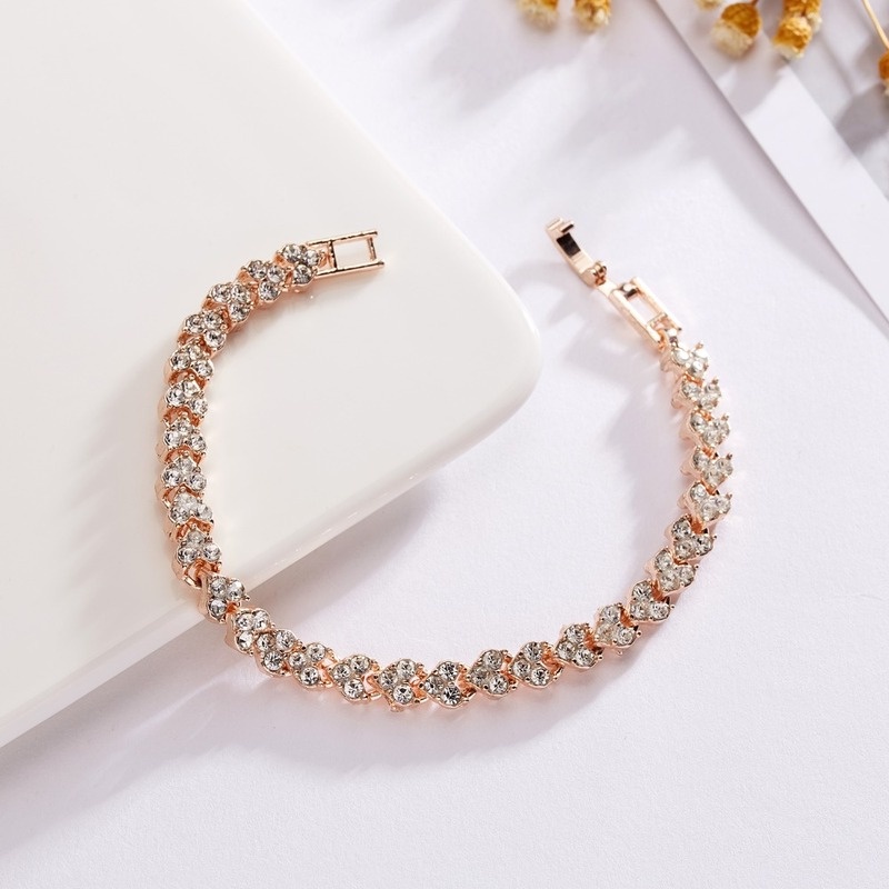 Vòng tay dây xích mặt trái tim đính đá zircon phong cách Hàn Quốc cho nam và nữ
