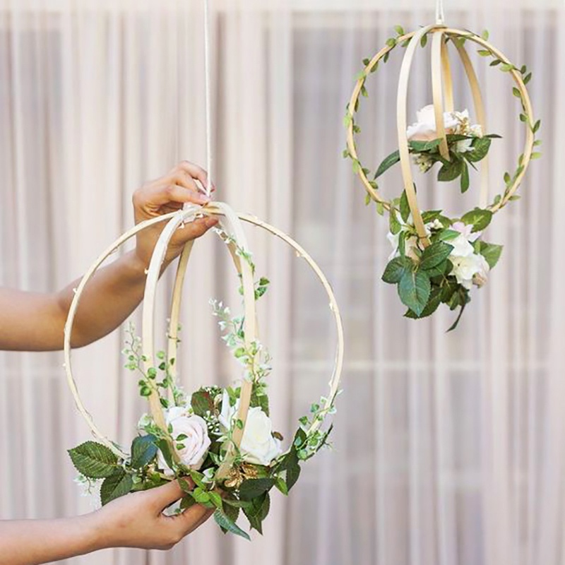 Set 2 Khung Tre Tròn Bằng Gỗ Tre Thêu Tranh Chữ Thập Thủ Công Tre Treo Tường