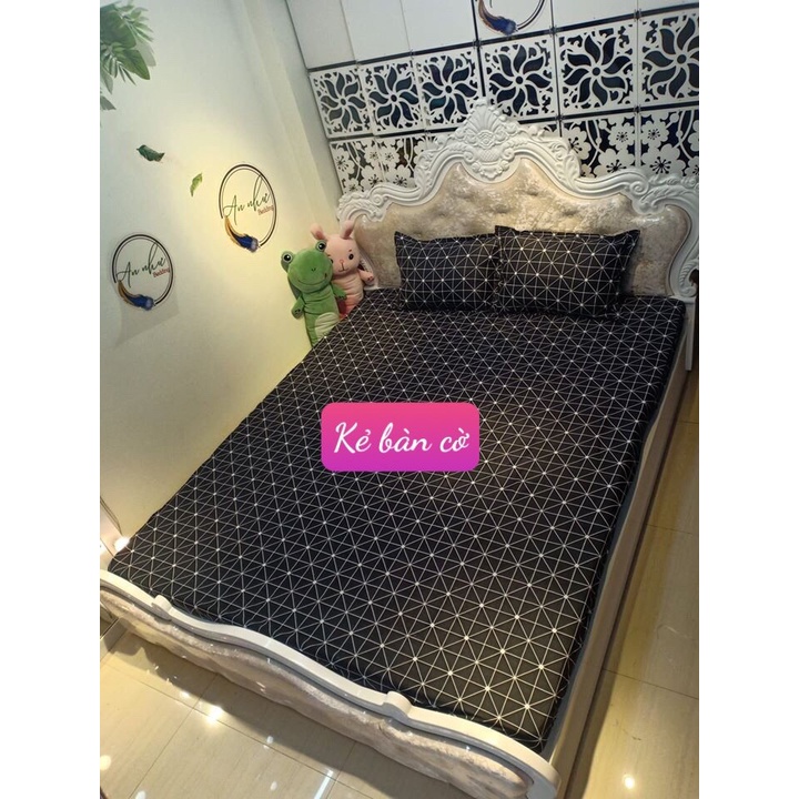 Ga Trải Giường 1M2X1M9 Vải cotton poly mềm mịn-mẫu kẻ bàn cờ