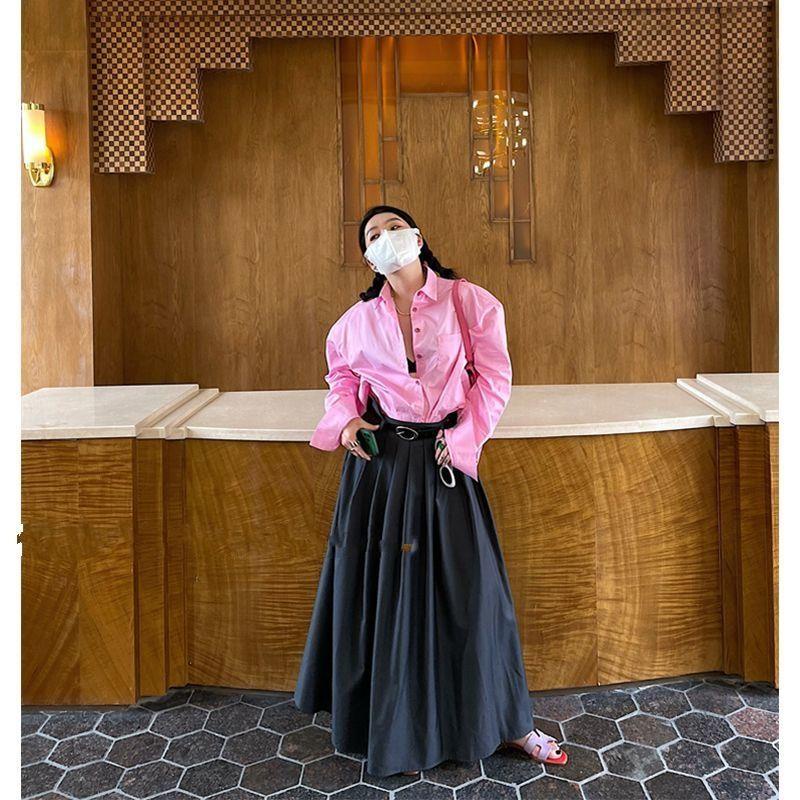 Set Áo Váy Xếp Ly Màu Đen Dáng Chữ a Thời Trang Xuân Thu 2022 Cho Nữ