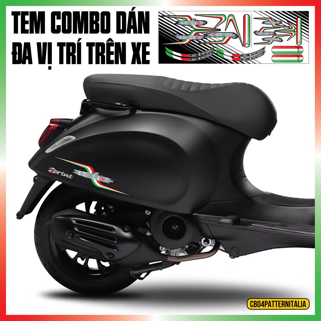 Tem Xe Dán Đa Vị Trí Italia Pattern | CB04ITALIPATTERN | Tem Dán Xe Đa Vị Trí Mọi Dòng Xe