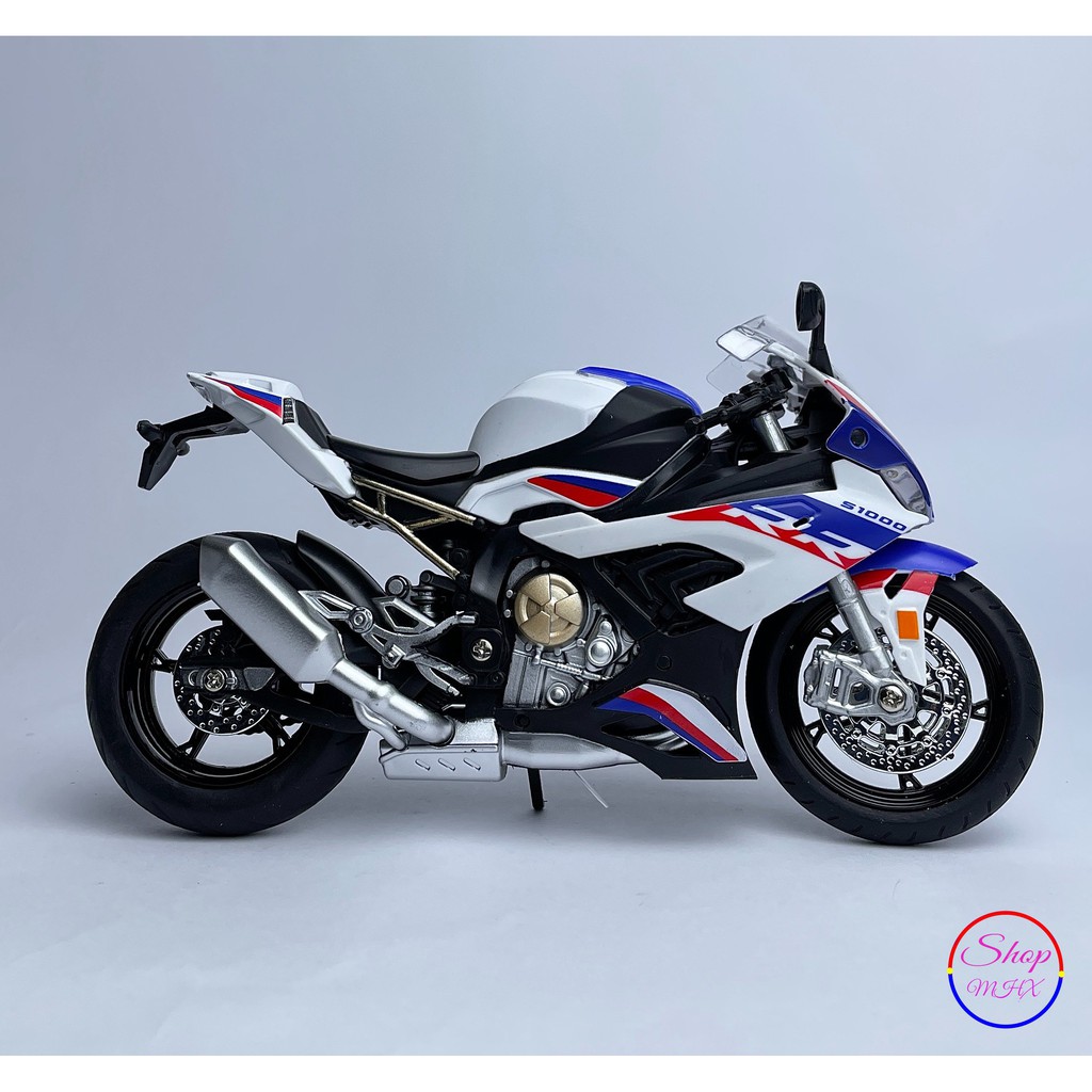 Xe mô hình mô tô BMW S1000RR 2020 TẶNG KÈM BIỂN SỐ tỉ lệ 1:12 hãng HUA YI