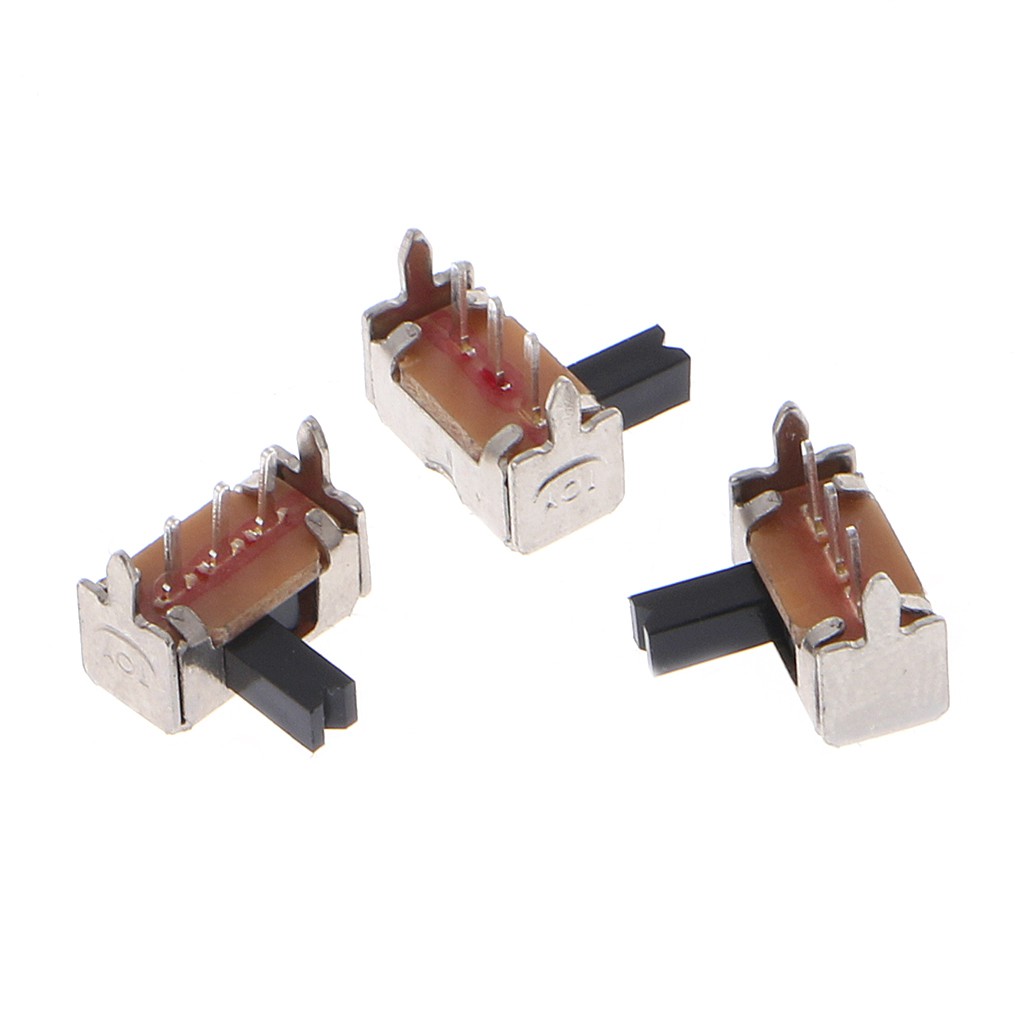 10 Pcs Toggle Vertical Slide Switch 1P2T 3 Pin 3mm Shank For PCB Mount SK12D07-VG4