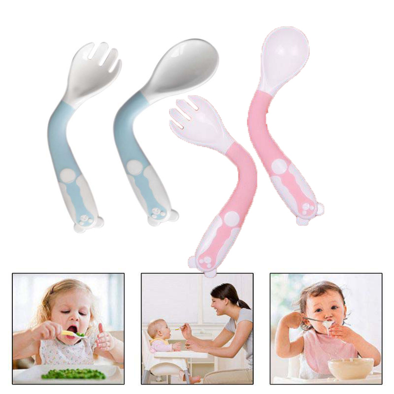 Bộ thìa và nĩa ăn dặm dành cho bé 0-3 tuổi có thể xoay 360 độ