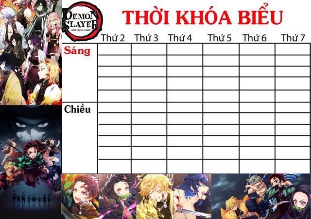 Thời khoá biểu kimetsu no yaiba