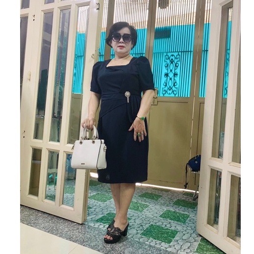 Đầm đi tiệc cho mẹ u40 u50 - Đầm Peplum che bụng [Miu011]