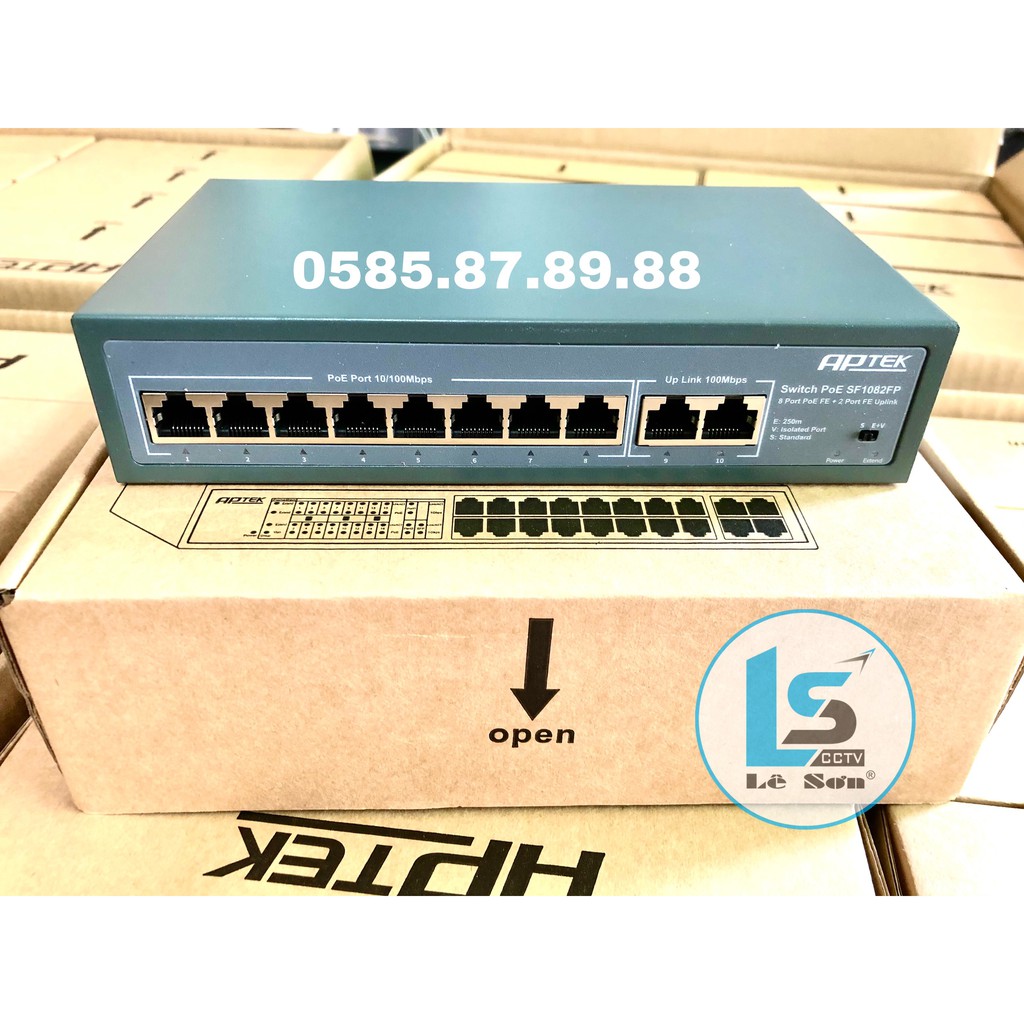 Switch PoE Aptek SF1082FP 2 cổng Uplink 1000Mbps