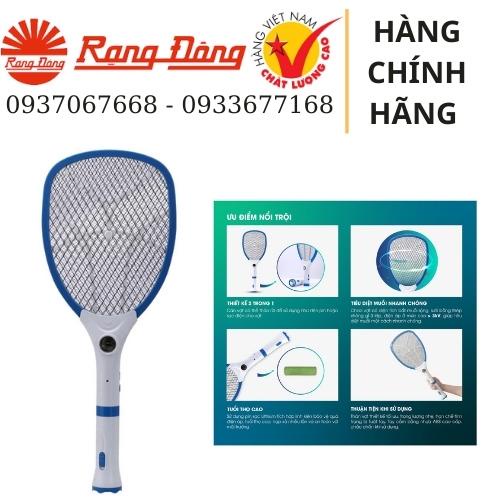 Vợt muỗi điện Rạng Đông RD02, vợt muỗi kết hợp đèn pin có thể tháo rời, thiết kế 3 lớp  tiêu diệt muỗi nhanh chóng