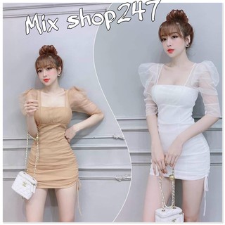 ĐẦM DỰ TIỆC NỮ BODY TÔN DẤNG SANG CHẢNH TAY LƯỚI NGẮN CÓ MÚT NGỰC TRƠN 3 MÀU