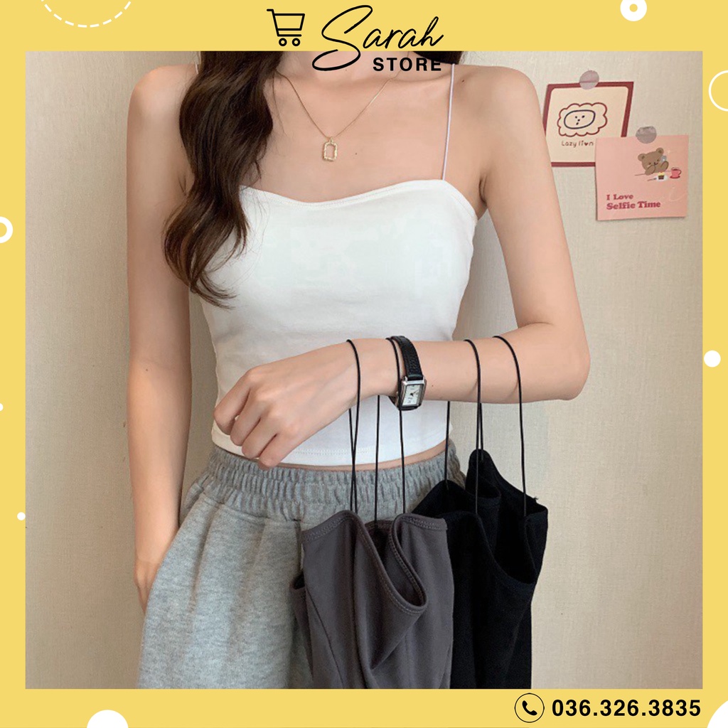 [Mã 11FASHIONSALE1 giảm 10K đơn 50K] Áo 2 Dây Sợi Bún Có Đệm Ngực, Áo Bra 2 Dây Mảnh Dáng Lửng, Áo Dây Bún Áo Croptop