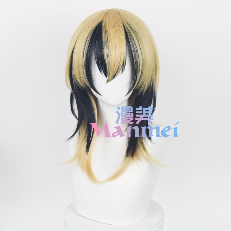 Manmei Anime Tokyo Revengers Haitani Ran Haitani Rindo Cosplay Wig Black Golden Synthetic Hair Heat Resistant Wigs