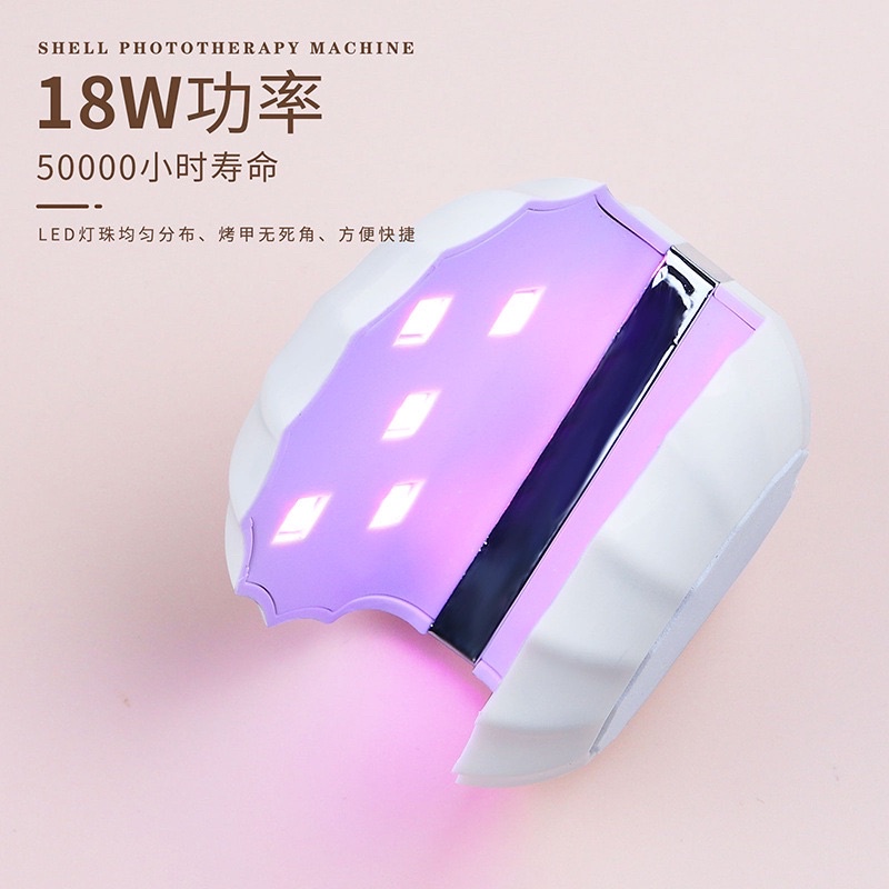 mái hơ tích điện mini con sò đèn Hồng không đen tay