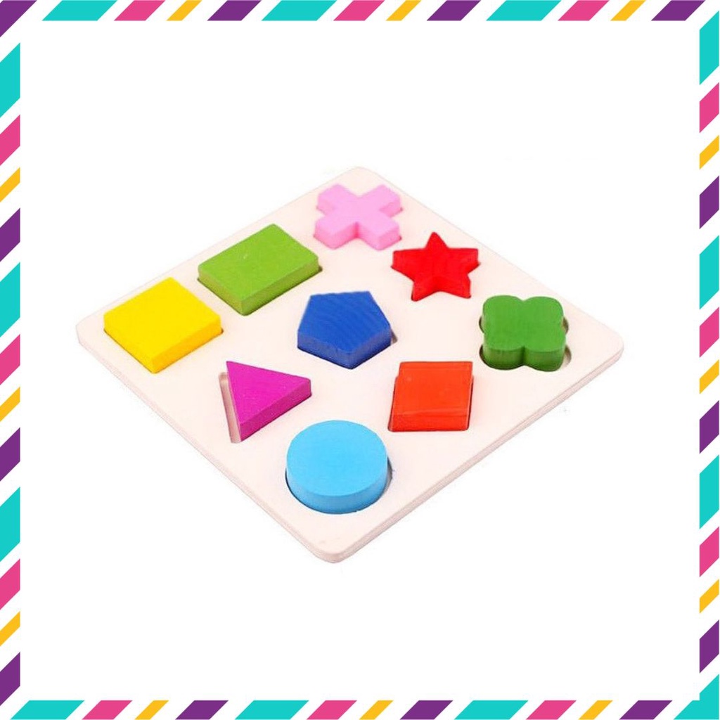 Đồ chơi montessori bảng gỗ xếp hình học, đồ chơi thông minh cho bé