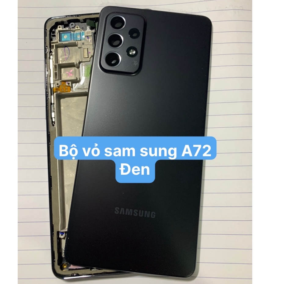 Bộ vỏ samsung A72 - gồm lưng, kính camera, xương sườn máy, phím nhựa