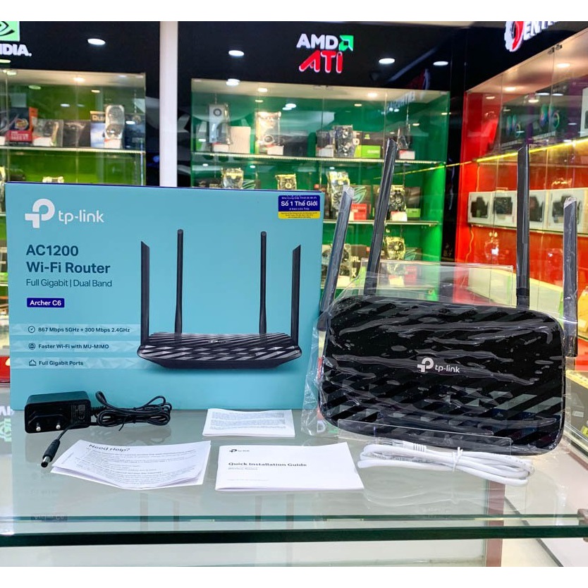 Bộ Phát WiFi Router TPLink Archer C6 Băng Tần Kép 1200Mbps Lan Gigabit