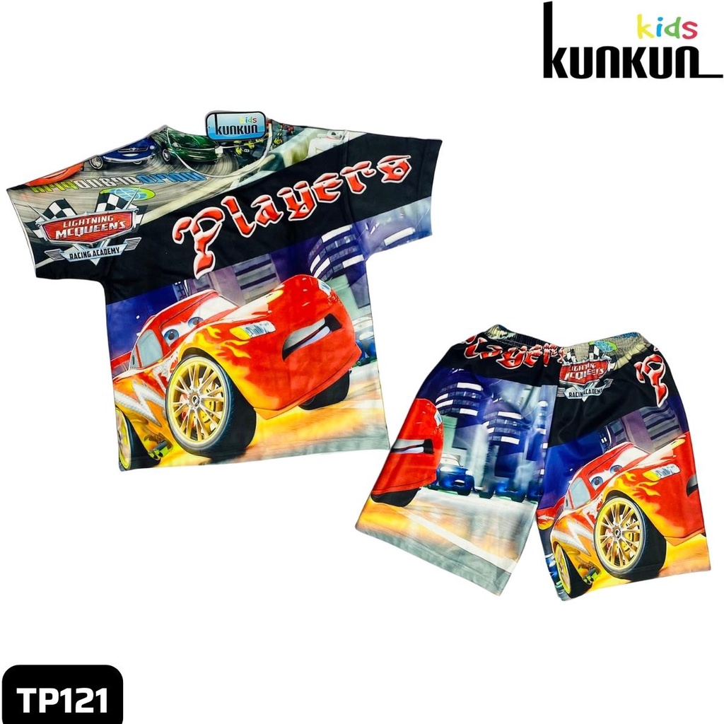 Quần áo bé trai thun lạnh in 3D hoạt hình Cars Kunkun TP121 - Đồ bộ trẻ em cộc tay size đại 10-60kg